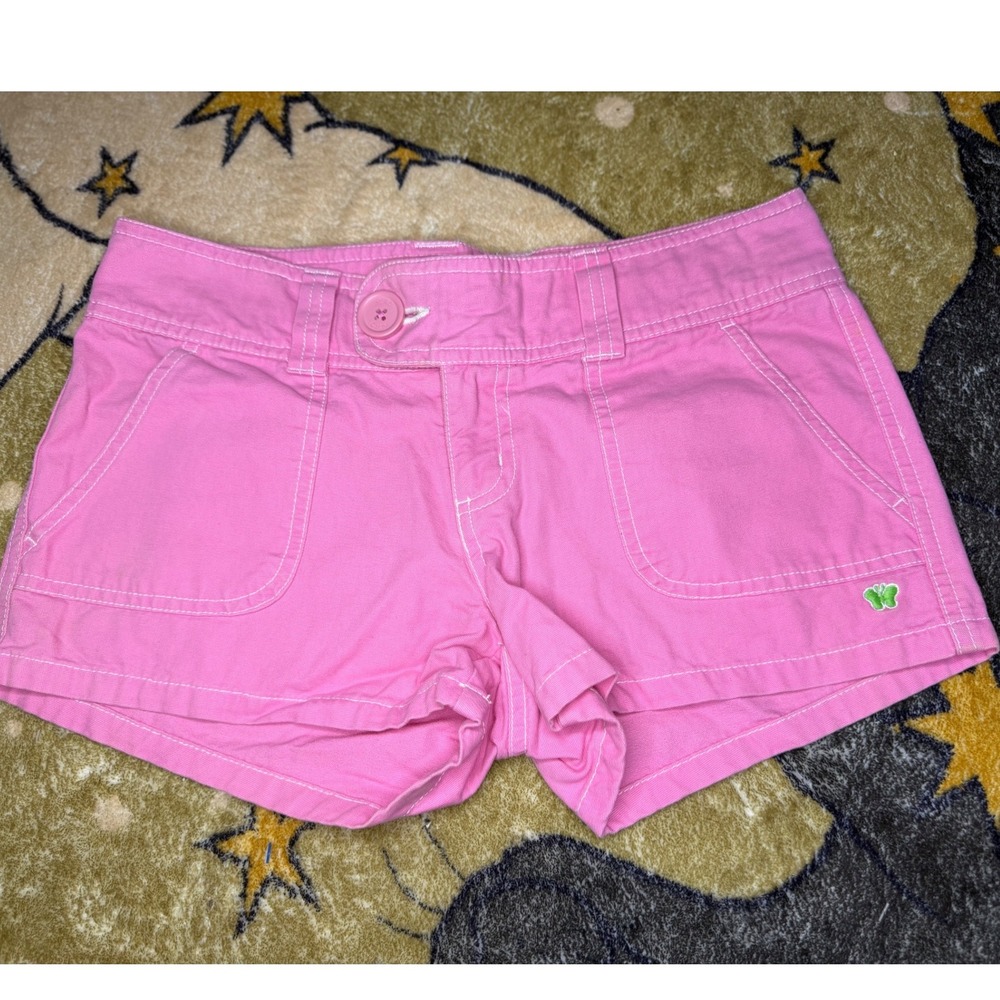 Aeropostale Pink Cotton Butterfly Mini Shorts Low Rise Y2K Size 1/2